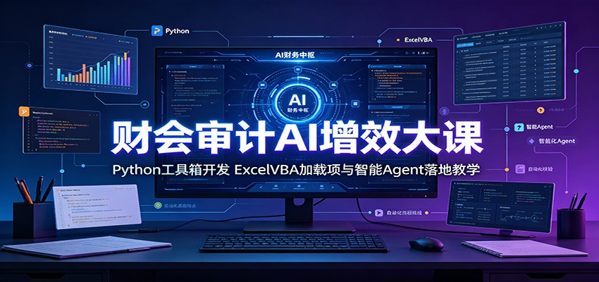 财会审计AI增效大课：Python工具箱开发，ExcelVBA加载项与智能Agent落地教学-网赚项目平台