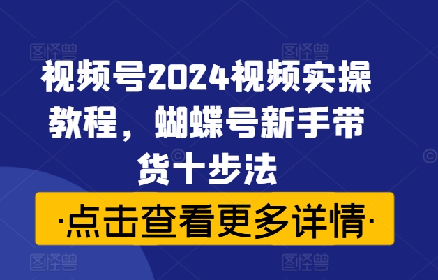 视频号2024视频实操教程，蝴蝶号新手带货十步法-网赚项目平台