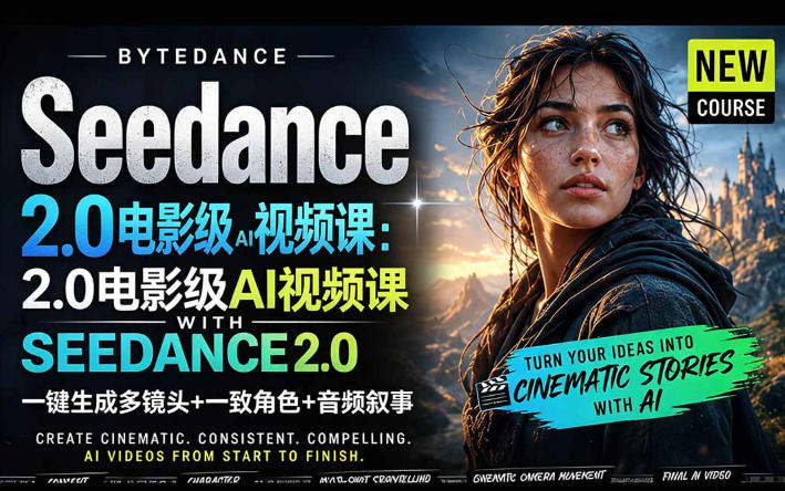 字节跳动的Seedance 2.0 AI电影视频生成制作教程，一键生成多镜头+一致角色+音频叙事-中英字幕-网赚项目平台