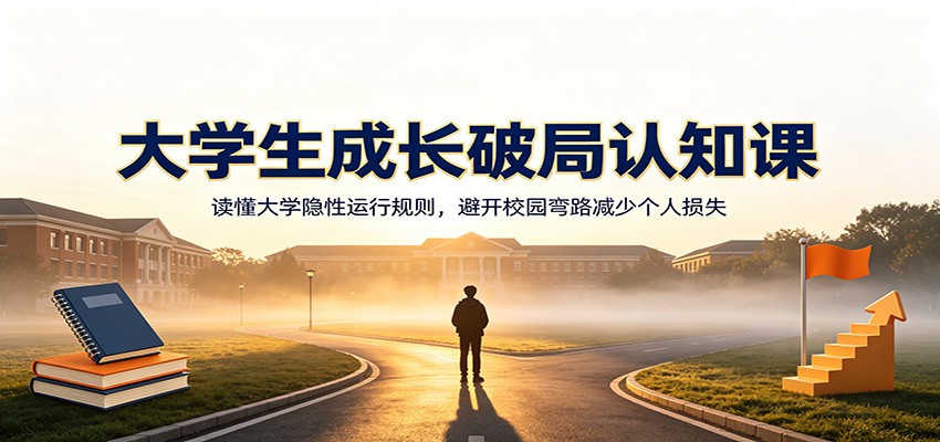 大学生成长破局认知课：读懂大学隐性运行规则，避开校园弯路减少个人损失-网赚项目平台