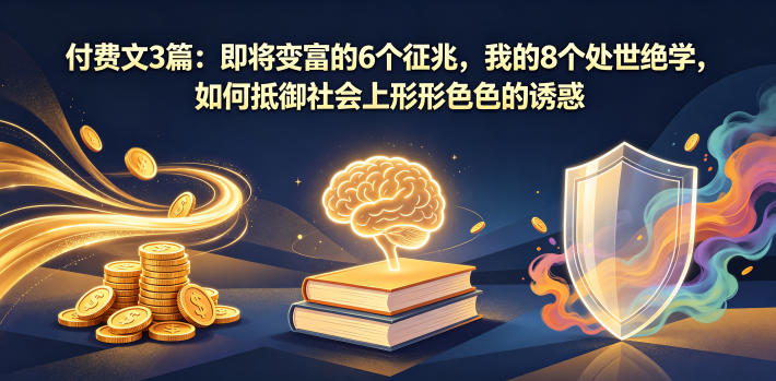付费文3篇:即将变富的6个征兆,我的8个处世绝学,如何抵御社会上形形色色的诱惑-网赚项目平台