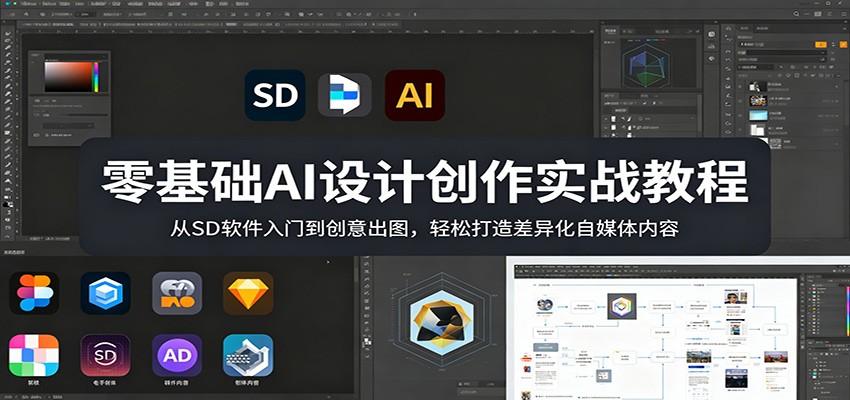 零基础AI设计创作实战教程：从SD软件入门到创意出图，轻松打造差异化自媒体内容-网赚项目平台