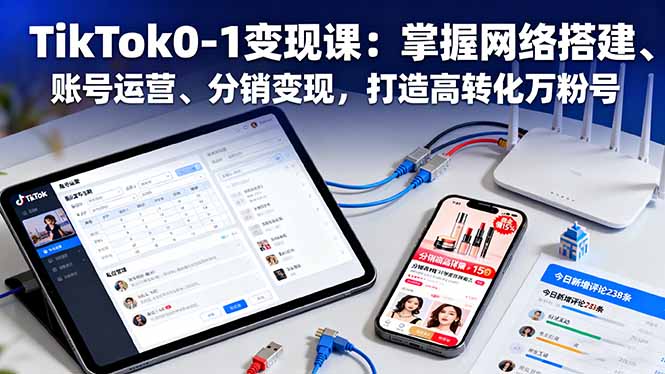 TikTok0-1变现课:掌握网络搭建、账号运营、分销变现,打造高转化万粉号-网赚项目平台