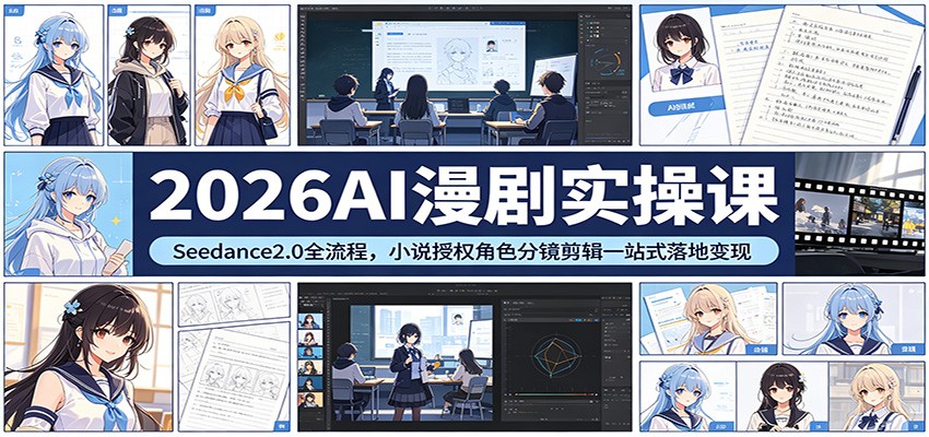 2026AI漫剧实操课：Seedance2.0全流程，小说授权角色分镜剪辑一站式落地变现-网赚项目平台
