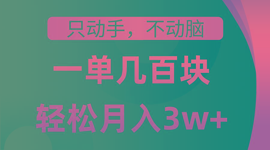 只动手不动脑，一单几百块，轻松月入3w+，看完就能直接操作，详细教程-网赚项目平台