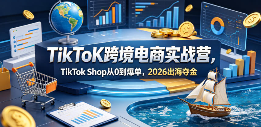 TikToK跨境电商实战营，TikTok Shop从0到爆单，2026出海夺金-网赚项目平台
