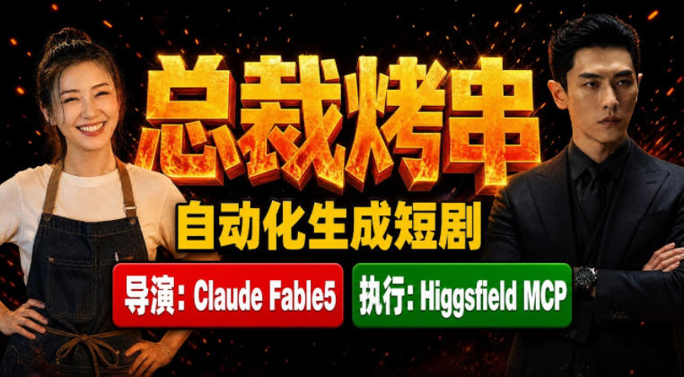 Claude Fable5担任导演+Higgsfield MCP落地执行｜《总裁烤串》真人质感短剧全自动AI生成全流程教学-网赚项目平台