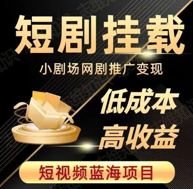 2023短视频蓝海项目，抖音快手短剧推广变现教程，低成本高收益-网赚项目平台