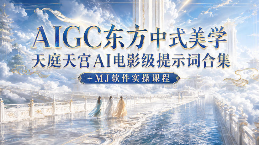 AIGC东方中式美学天庭天宫AI电影级提示词合集+MJ软件实操课程-网赚项目平台