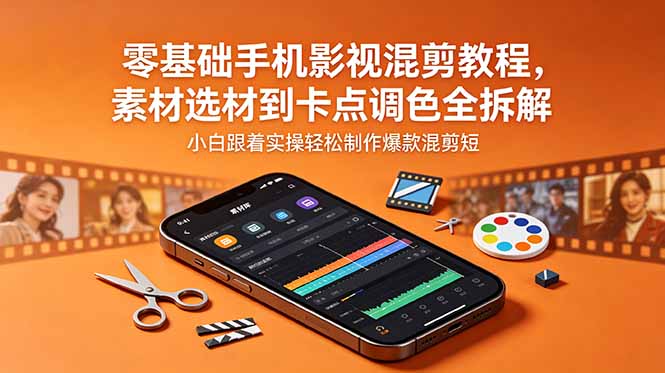 零基础手机影视混剪教程，素材选材到卡点调色全拆解，小白跟着实操轻松制作爆款混剪短片-网赚项目平台
