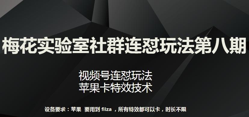 梅花实验室社群连怼玩法第八期，视频号连怼玩法 苹果卡特效技术【揭秘】-网赚项目平台