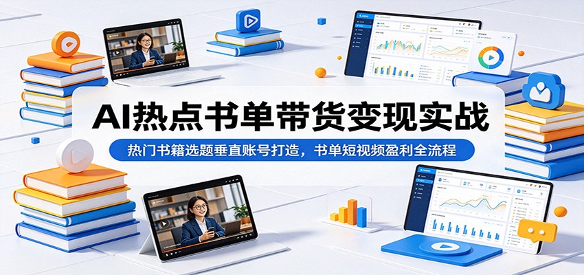 AI热点书单带货变现实战：热门书籍选题垂直账号打造，书单短视频盈利全流程-网赚项目平台
