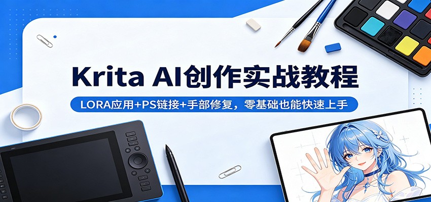 Krita AI创作实战教程：LORA应用+PS链接+手部修复，零基础也能快速上手-网赚项目平台