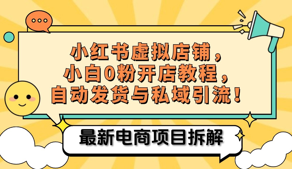 小红书电商，小白虚拟类目店铺教程，被动收益+私域引流-网赚项目平台
