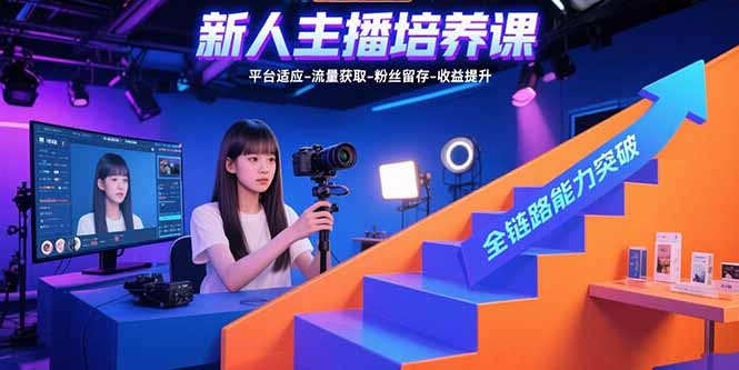 新人主播培养课：平台适应-流量获取-粉丝留存-收益提升 全链路能力突破-网赚项目平台