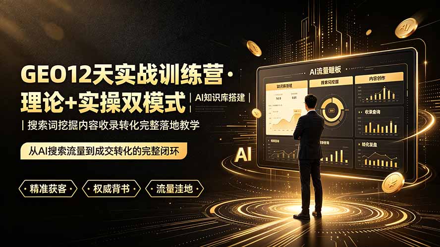 GEO12天实战训练营·理论+实操双模式｜AI知识库搭建｜搜索词挖掘内容收录转化完整落地教学-网赚项目平台