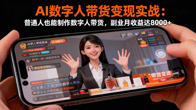 AI数字人带货变现实战：普通人也能制作数字人带货，副业月收益达8000+-网赚项目平台