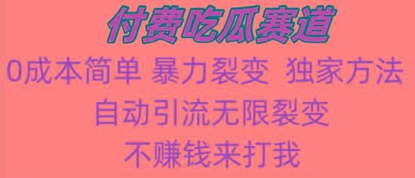吃瓜付费赛道，暴力无限裂变，0成本，实测日入700+！！！-网赚项目平台