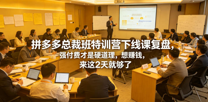 拼多多总裁班特训营下线课复盘，强付费才是硬道理，想賺钱，来这2天就够了-网赚项目平台