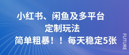 小红书、闲鱼及多平台定制玩法简单粗暴！每天稳定5张-网赚项目平台