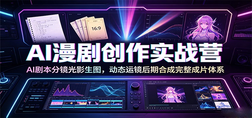 AI漫剧创作实战营：AI剧本分镜光影生图，动态运镜后期合成完整成片体系-网赚项目平台