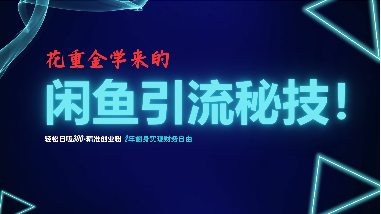 花重金学来的闲鱼引流秘技！轻松日吸300+精准创业粉，每天躺赚5000+，2…-网赚项目平台