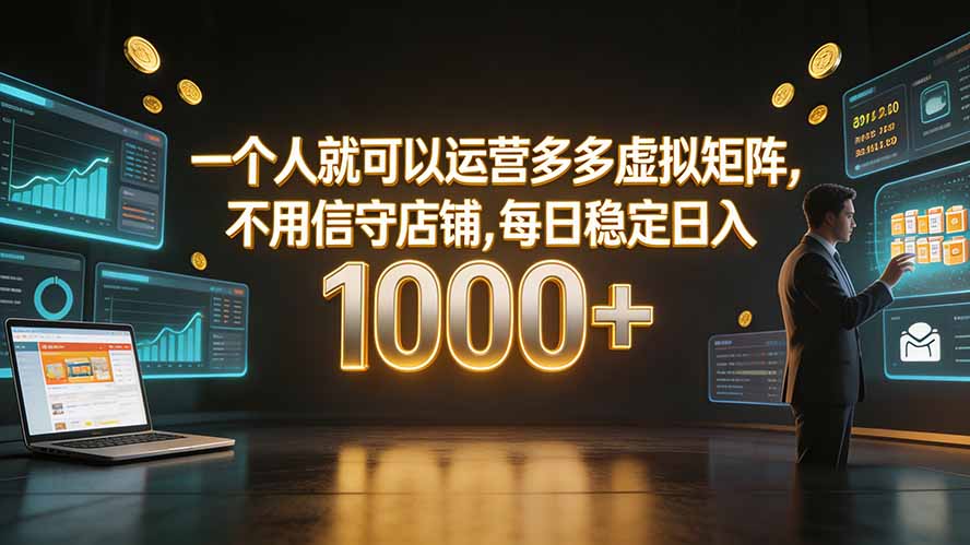 一个人就可以运营多多虚拟矩阵，不用值守店铺，每日稳定日入 1000+-网赚项目平台