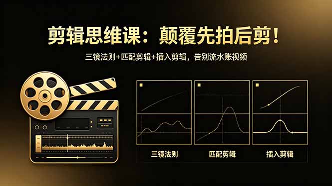 剪辑思维课：颠覆先拍后剪！三镜法则+匹配剪辑+插入剪辑，告别流水账视频-网赚项目平台