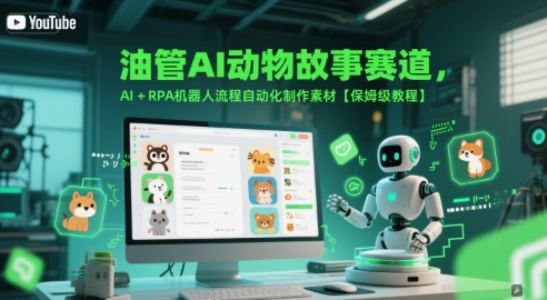 油管AI动物故事赛道，AI+RPA机器人流程自动化制作素材【保姆级教程】-网赚项目平台