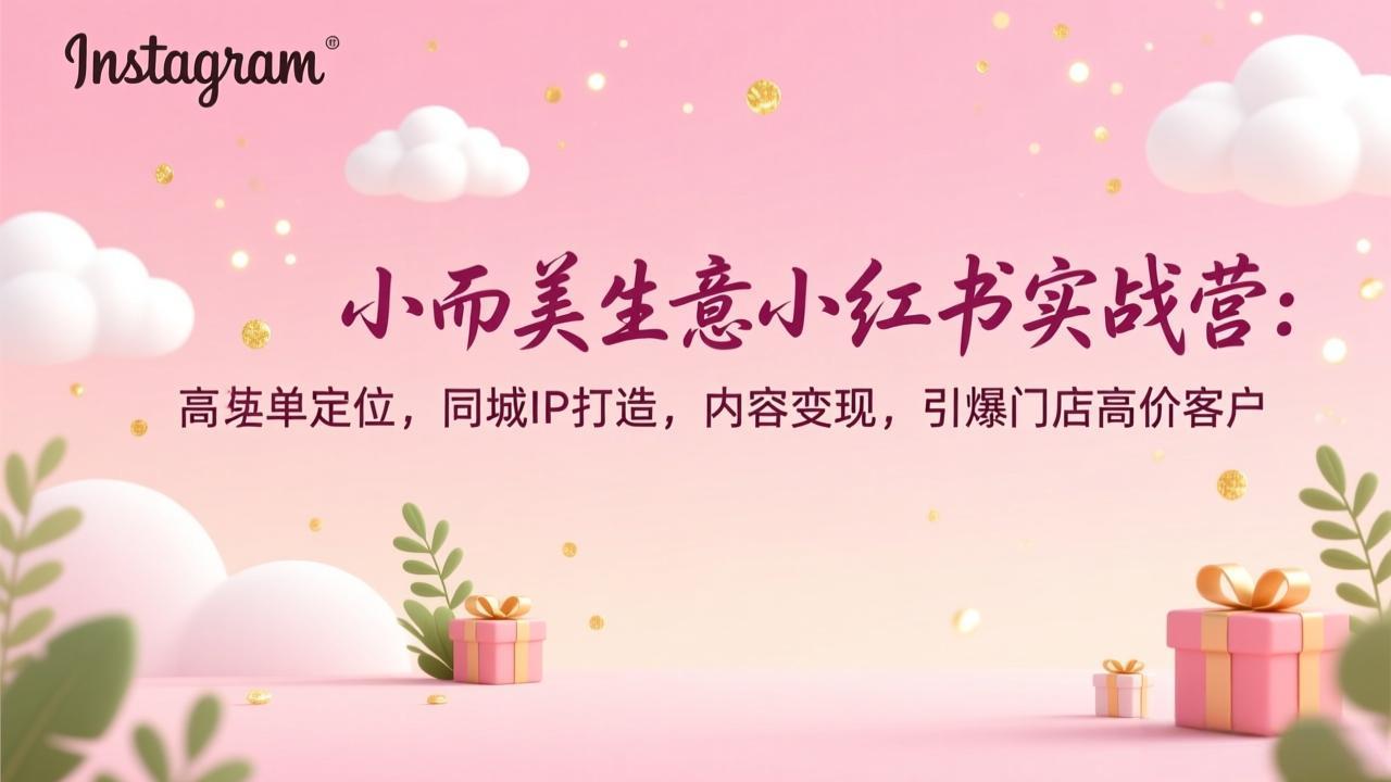 小而美生意小红书实战营：高客单定位，同城IP打造，内容变现，引爆门店高价客户-网赚项目平台