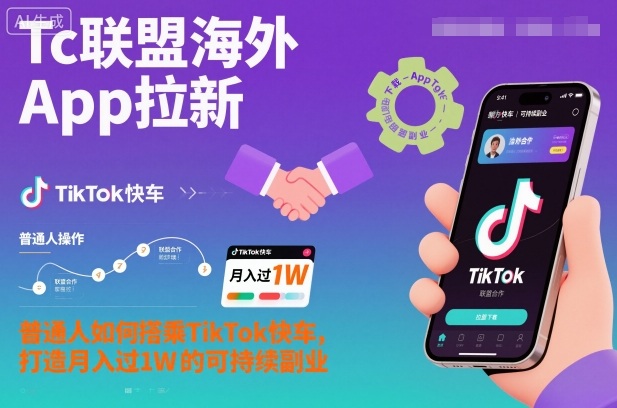 Tc联盟海外App拉新:普通人如何搭乘TikTok快车,打造月入过1W的可持续副业-网赚项目平台