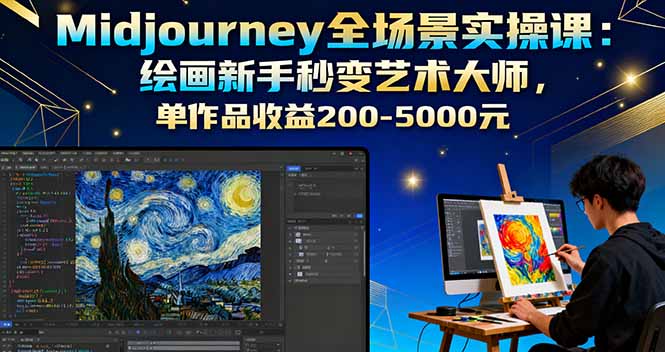 Midjourney全场景实操课：绘画新手秒变艺术大师，单作品收益200-5000元-网赚项目平台