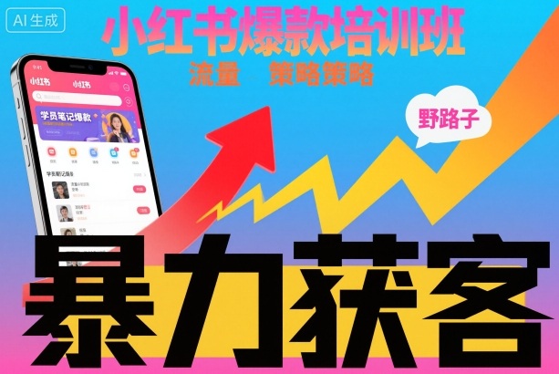 小红书爆款培训班，小红书获客野路子流量打法，暴力持续获客-网赚项目平台