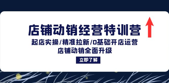 店铺动销经营特训营：起店实操/精准拉新/0基础开店运营/店铺动销全面升级-网赚项目平台