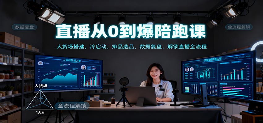 直播从0到爆陪跑课:人货场搭建,冷启动,排品选品,数据复盘,解锁直播全流程-网赚项目平台