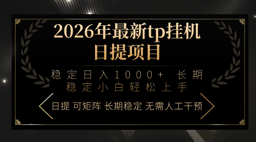 2026年最新tp挂机日提项目：稳定日入1000+小白轻松上手-网赚项目平台
