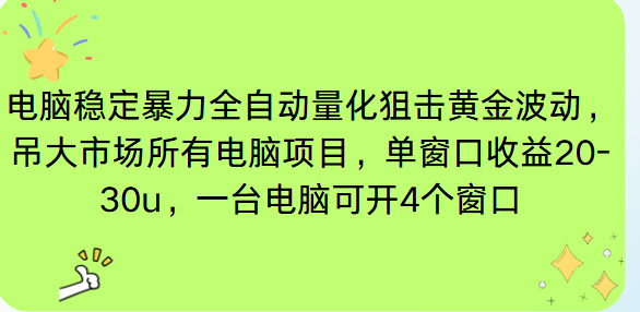 电脑EA策略挂机项目单窗口收益20-30u,单电脑可挂5-10个窗口收益稳健4位数-网赚项目平台