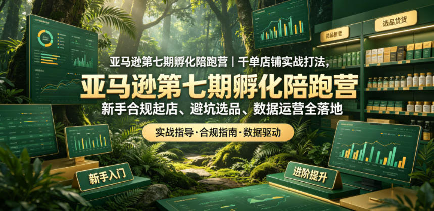 亚马逊孵化陪跑营｜千单店铺实战打法，新手合规起店、避坑选品、数据运营全落地(更新0708)-网赚项目平台