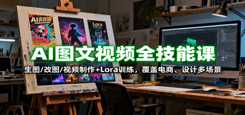 AI图文视频全技能课：生图/改图/视频制作+Lora训练，覆盖电商 、设计多场景-网赚项目平台