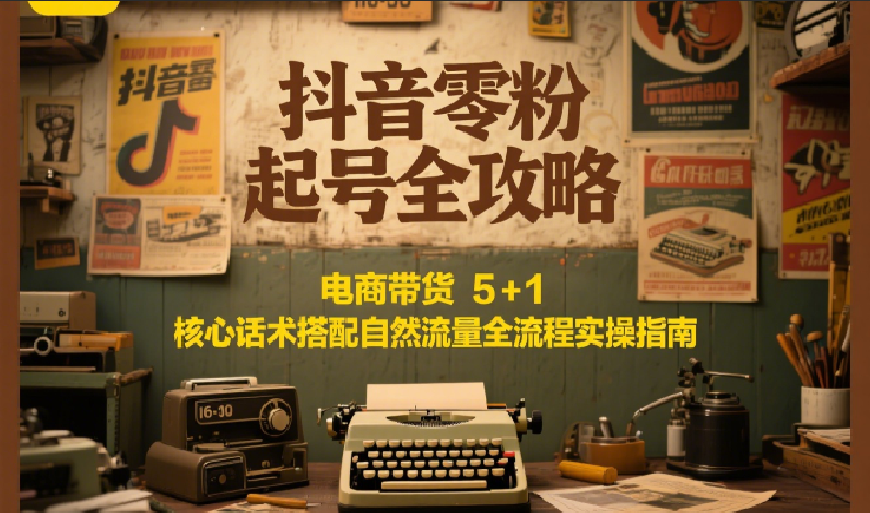 抖音零粉起号全攻略：电商带货 5+1 核心话术搭配自然流量全流程实操指南-网赚项目平台