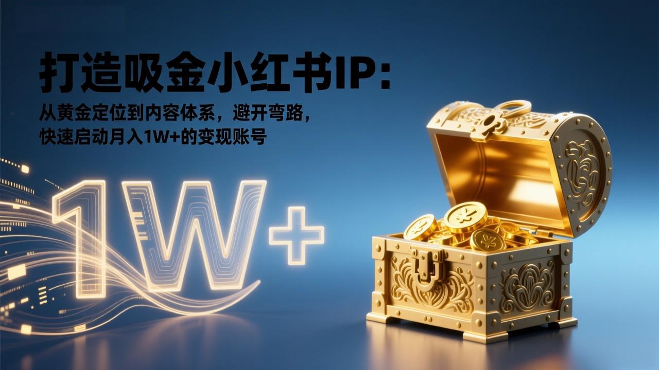 打造吸金小红书IP：从黄金定位到内容体系，避开弯路，快速启动月入1W+的变现账号-网赚项目平台
