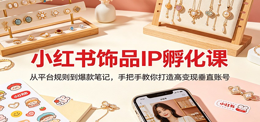小红书饰品IP孵化课：从平台规则到爆款笔记，手把手教你打造高变现垂直账号-网赚项目平台