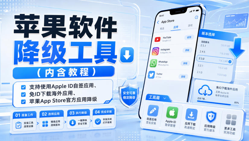 苹果软件降级工具(内含教程),支持使用Apple ID自签应用、免ID下载海外应用、苹果App Store官方应用降级等-网赚项目平台