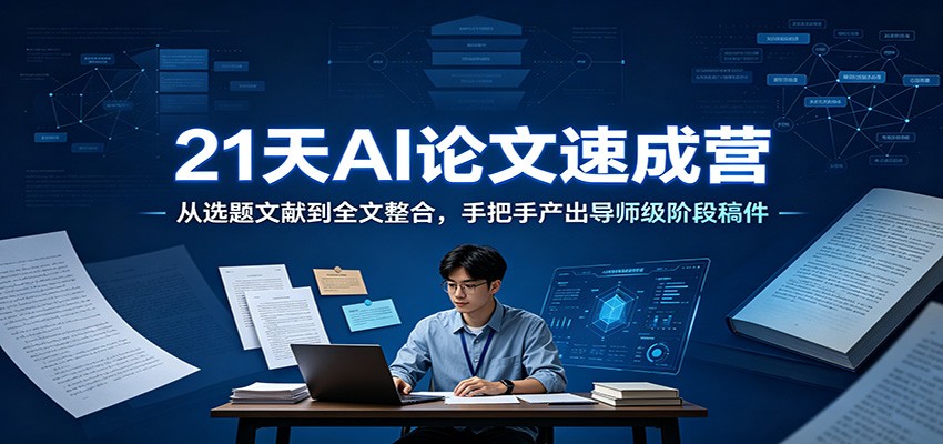 21天AI论文速成营：从选题文献到全文整合，手把手产出导师级阶段稿件-网赚项目平台