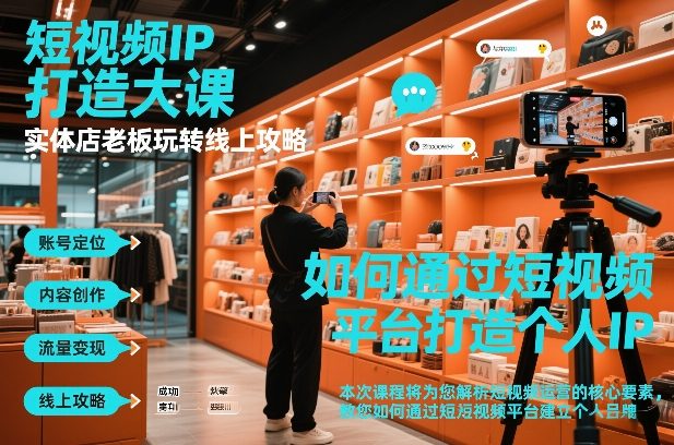 短视频ip打造大课，实体店老板玩转线上攻略-网赚项目平台