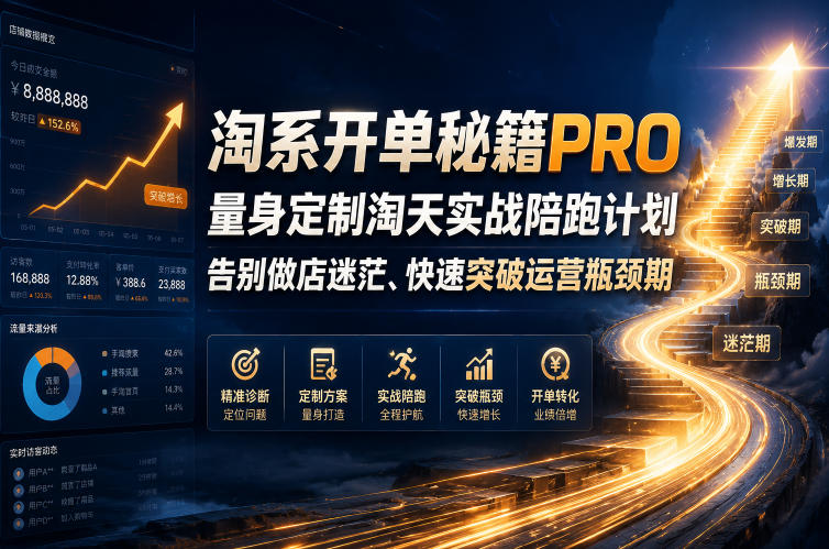 淘系开单秘籍PRO，量身定制淘天实战陪跑计划，告别做店迷茫、快速突破运营瓶颈期(20260709)-网赚项目平台