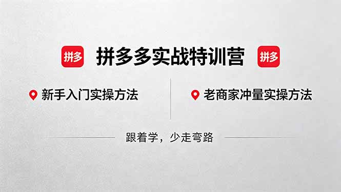 拼多多实战特训营(更新5月3-网赚项目平台