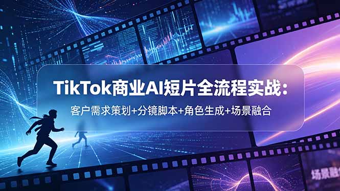 TikTok商业AI短片全流程实战：客户需求策划+分镜脚本+角色生成+场景融合-网赚项目平台