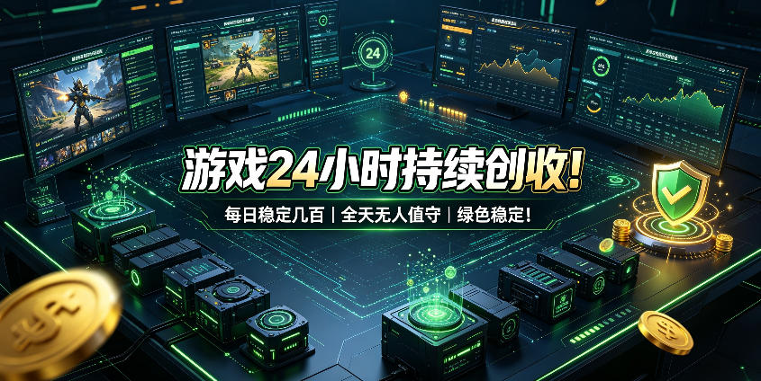 游戏24小时持续创收！每日稳定几百，全天无人值守，绿色稳定！【揭秘】-网赚项目平台