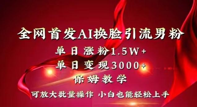全网首发Ai换脸引流男粉，单日涨粉1.5w+，单日变现3000+，小白也能轻松上手拿结果【揭秘】-网赚项目平台